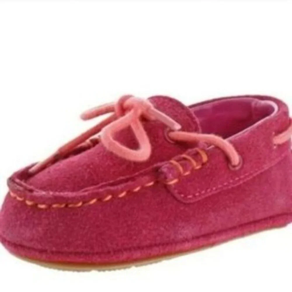 Cole Haan Baby Preppy Luxury Vibrant Moccasin Loafers 2 Pink Suede Shoes NEW